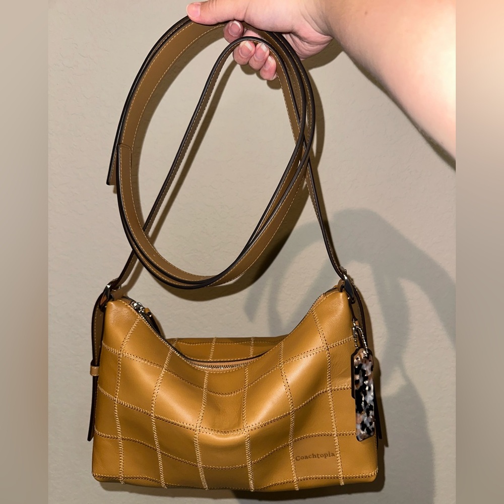 Coachtopia Alter/Ego Shoulder Bag In Checkerboard Upcrafted Leather Honey Brown